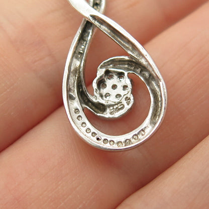 925 Sterling Silver White & Black Diamond Infinity / Crossover Slide Pendant