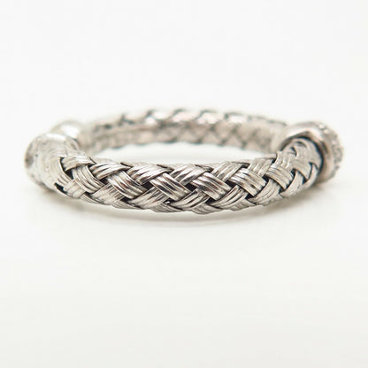 925 Sterling Silver Real Diamond Woven Design Adjustable Ring