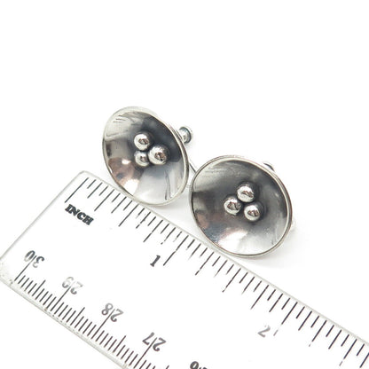 925 Sterling Silver Vintage Modernist Floral Screw Back Earrings