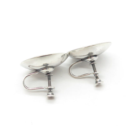 925 Sterling Silver Vintage Modernist Floral Screw Back Earrings