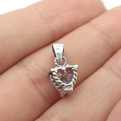 925 Sterling Silver C Z Heart Pendant