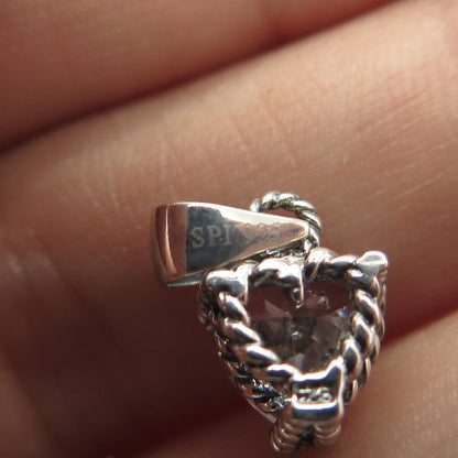 925 Sterling Silver C Z Heart Pendant