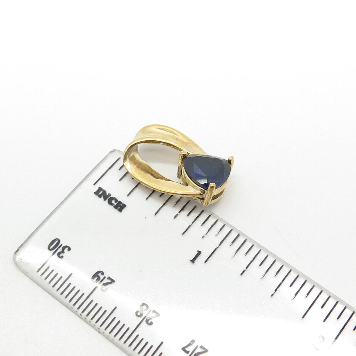 925 Sterling Silver Gold Plated Lab-Created Sapphire Ribbon Pendant