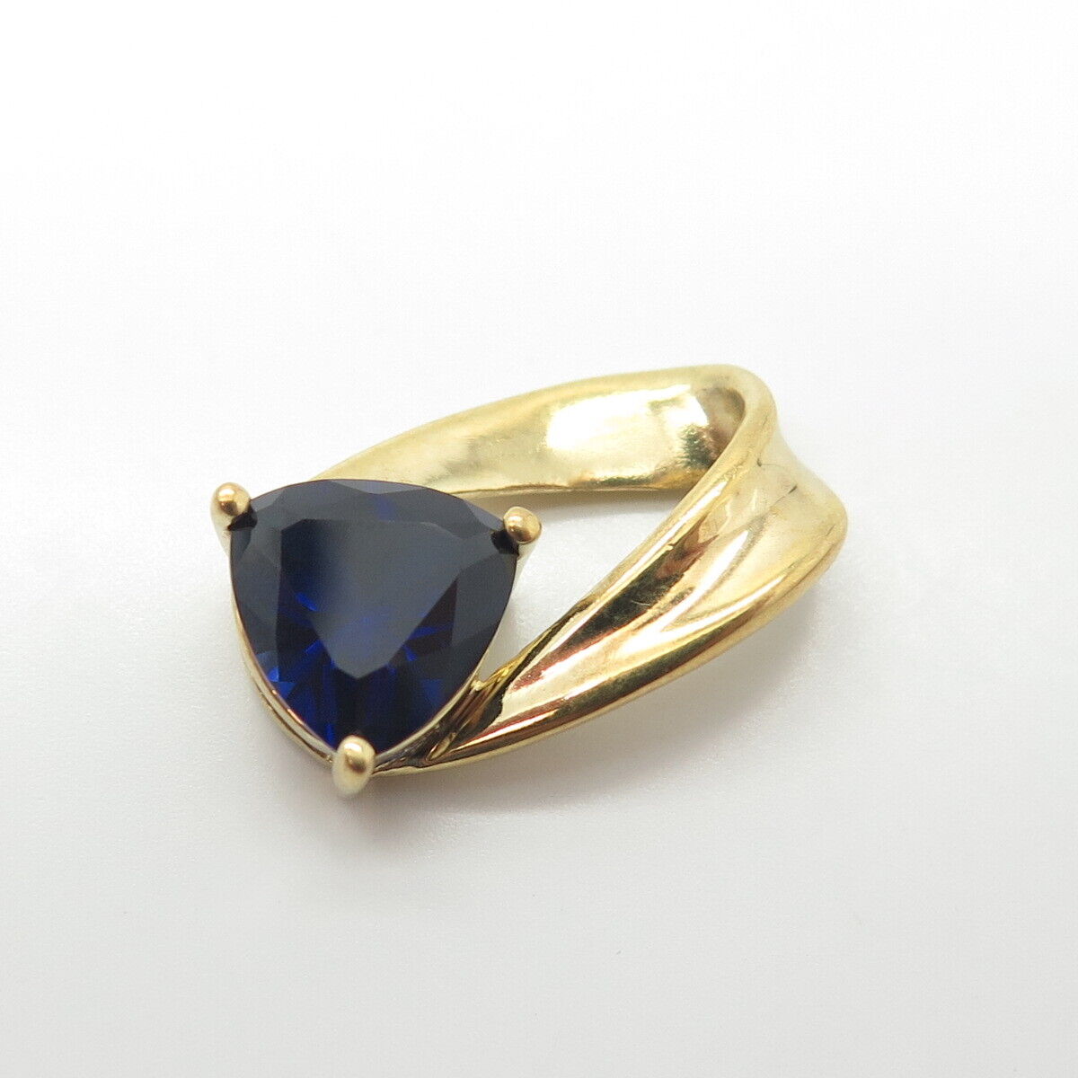 925 Sterling Silver Gold Plated Lab-Created Sapphire Ribbon Pendant