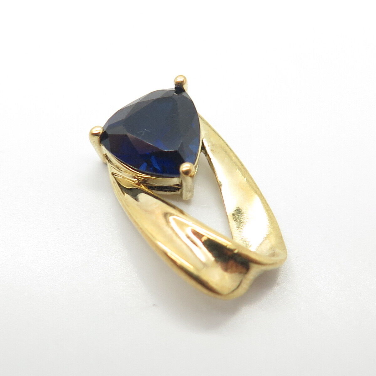 925 Sterling Silver Gold Plated Lab-Created Sapphire Ribbon Pendant