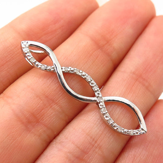 925 Sterling Silver Real Diamond Braided Design Slide Pendant