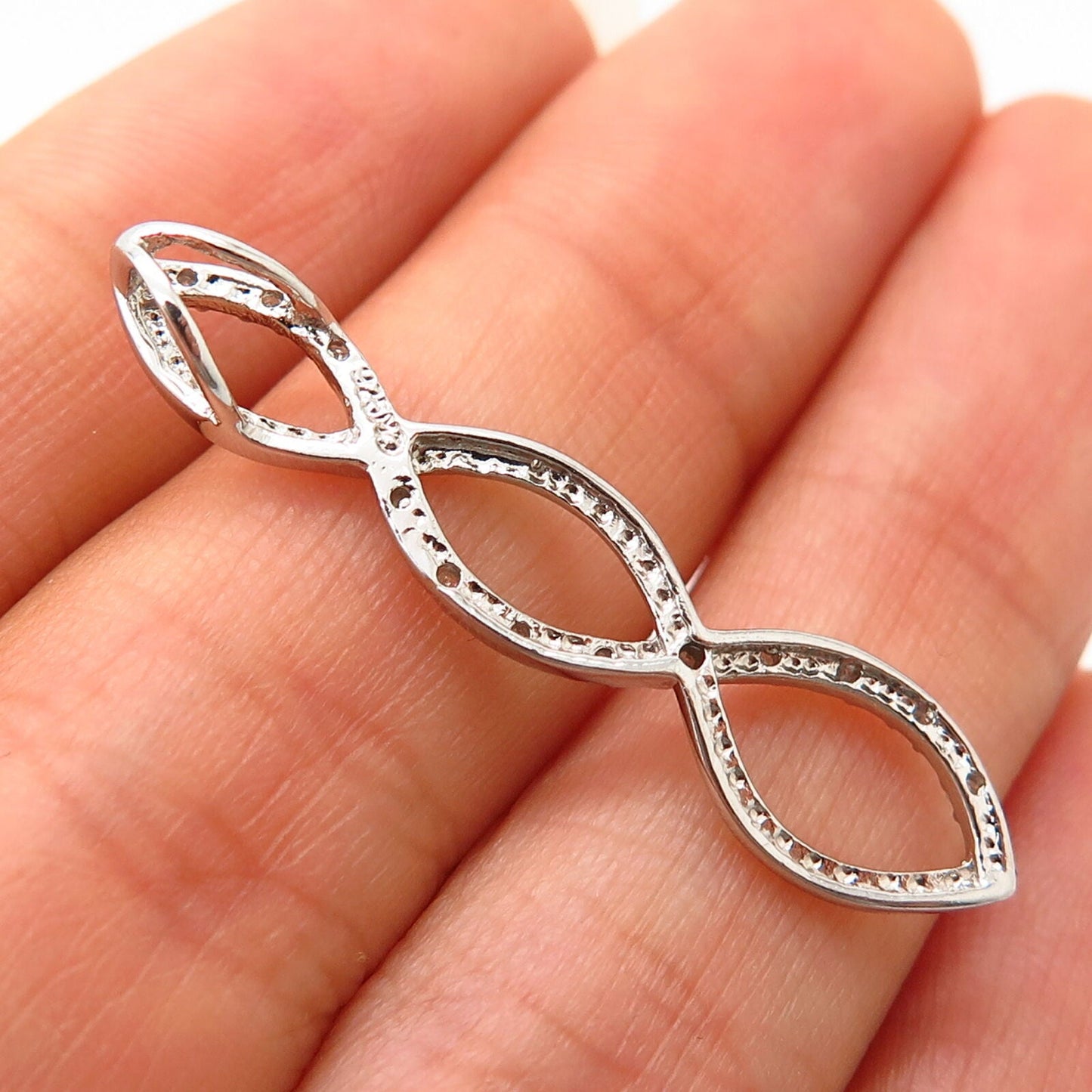 925 Sterling Silver Real Diamond Braided Design Slide Pendant