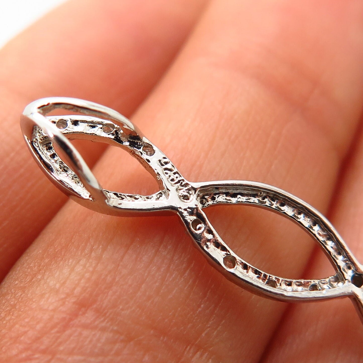 925 Sterling Silver Real Diamond Braided Design Slide Pendant