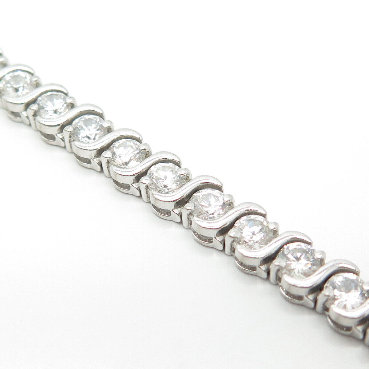 925 Sterling Silver C Z Tennis Link Bracelet 7"