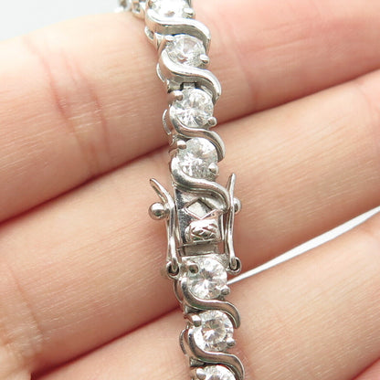 925 Sterling Silver C Z Tennis Link Bracelet 7"