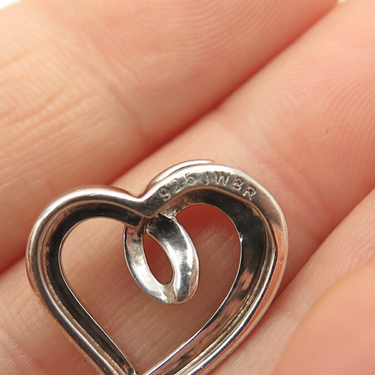 925 Sterling Silver Real Diamond Accent Open Heart Slide Pendant