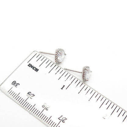 925 Sterling Silver C Z Heart Stud Earrings