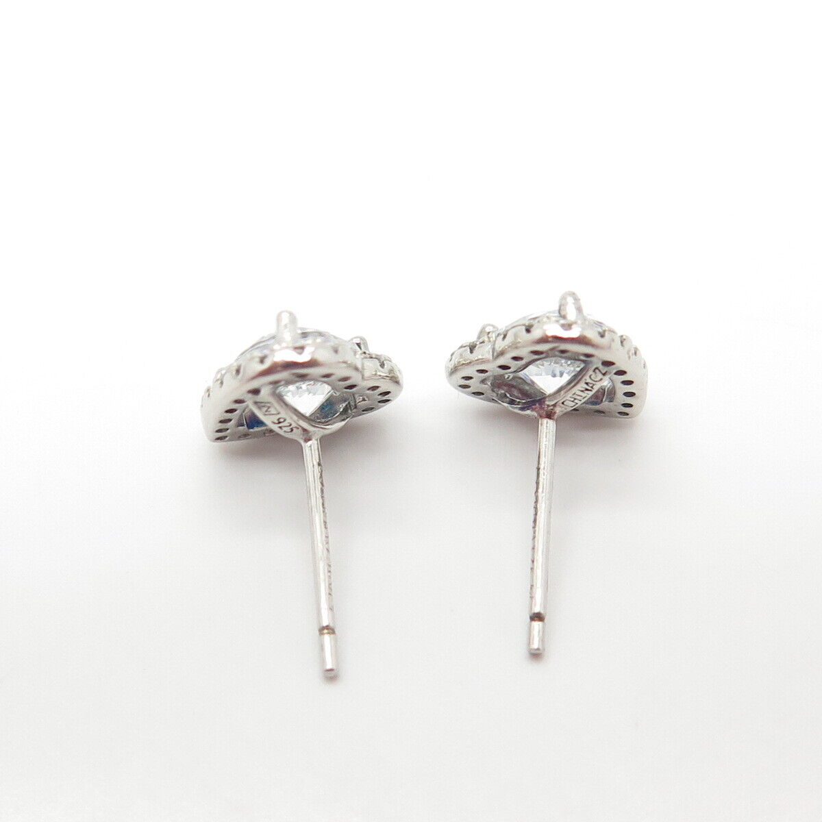 925 Sterling Silver C Z Heart Stud Earrings