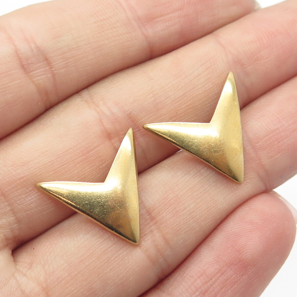 925 Sterling Silver Gold Plated Vintage Ciani Check Mark Earrings