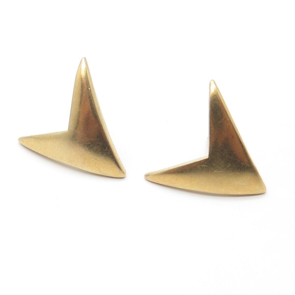 925 Sterling Silver Gold Plated Vintage Ciani Check Mark Earrings