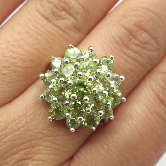 925 Sterling Silver Chuck Clemency Real Peridot Gemstone Ring Size 7.75