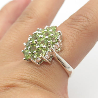 925 Sterling Silver Chuck Clemency Real Peridot Gemstone Ring Size 7.75