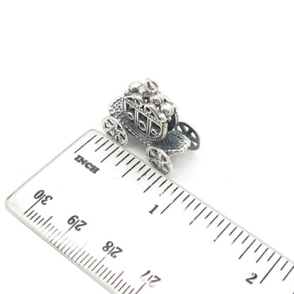 925 Sterling Silver Vintage Cinderella's Enchanted Carriage 3D Pendant