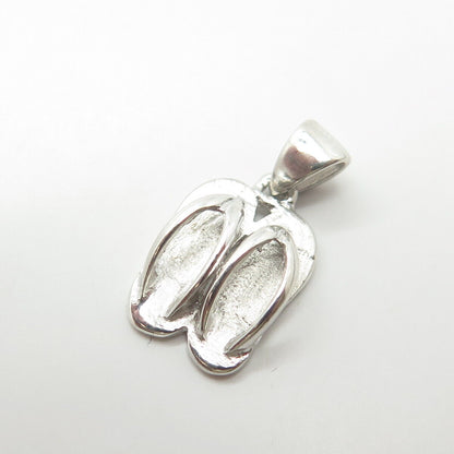 925 Sterling Silver Vintage Flip-Flops 3D Pendant