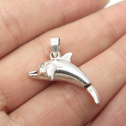 925 Sterling Silver Vintage Dolphin For Good Luck Pendant