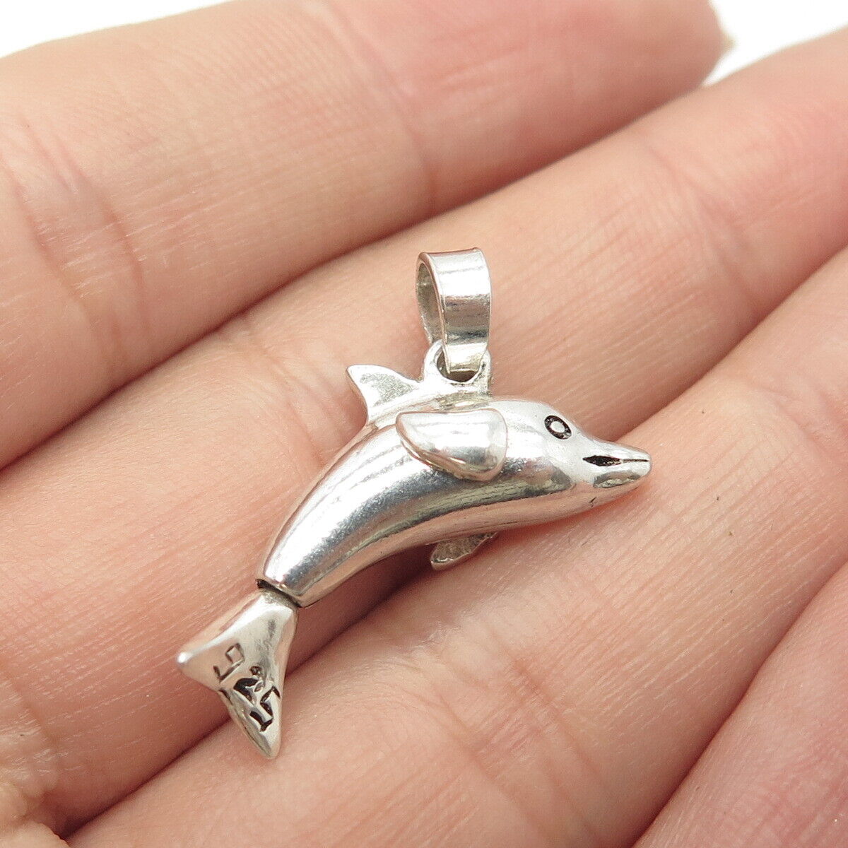 925 Sterling Silver Vintage Dolphin For Good Luck Pendant