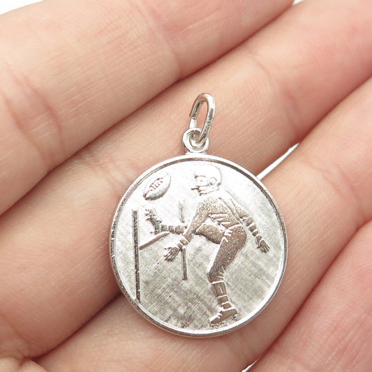 925 Sterling Silver Vintage Wells American Football Player Charm Pendant