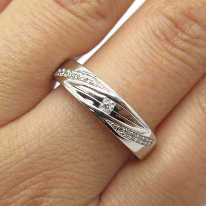 925 Sterling Silver Pave C Z Ring Size 11.25