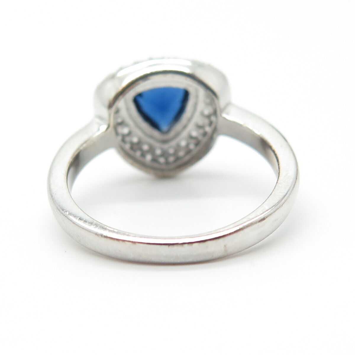 925 Sterling Silver White & Blue C Z Ring Size 7.25