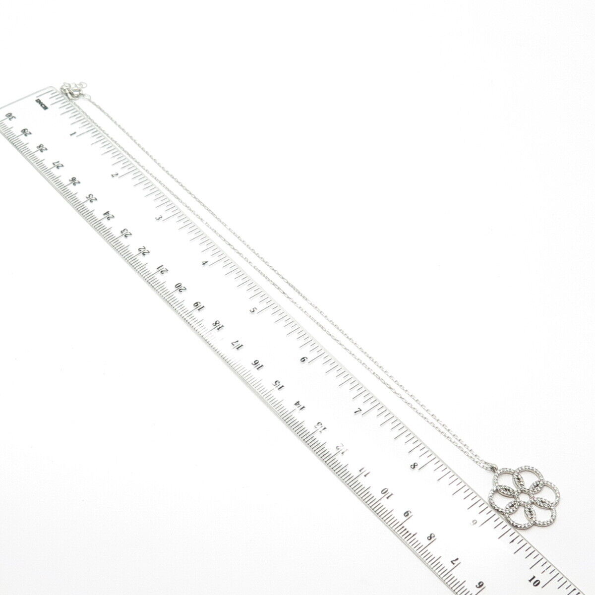 925 Sterling Silver Pave C Z Rolo Chain Necklace 16"