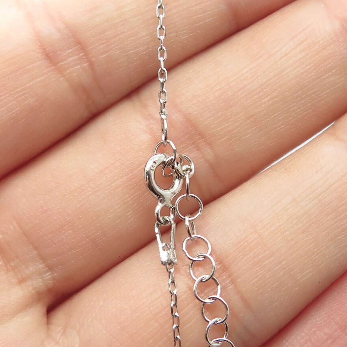 925 Sterling Silver Pave C Z Rolo Chain Necklace 16"
