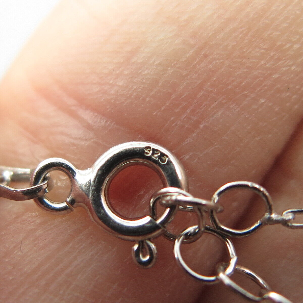 925 Sterling Silver Pave C Z Rolo Chain Necklace 16"