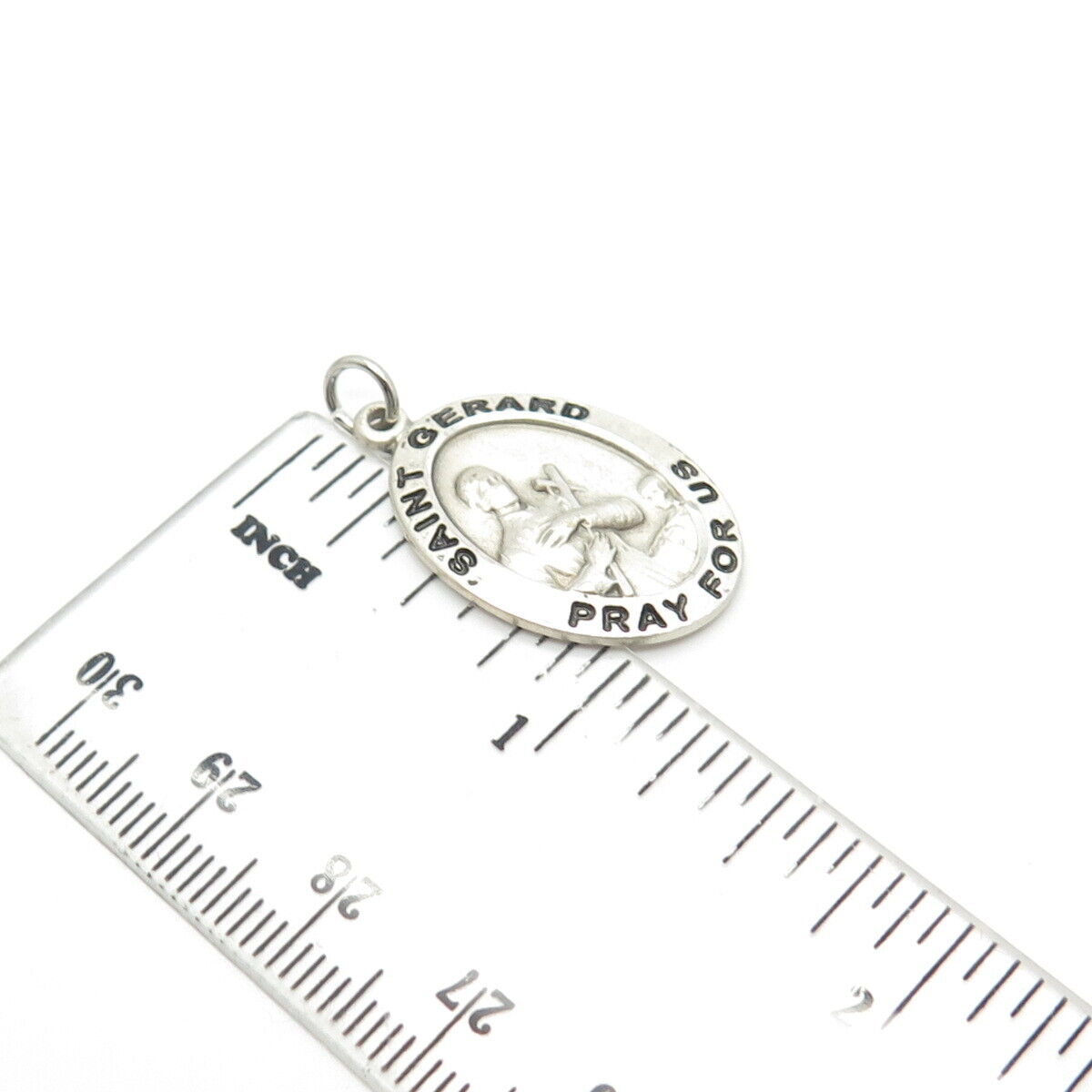 925 Sterling Silver Vintage Enamel Saint Gerard Pray For Us Religious Pendant