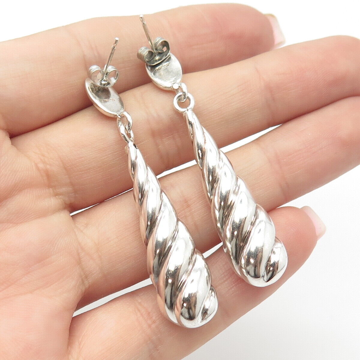 925 Sterling Silver Vintage Milor Twisted Teardrop Earrings