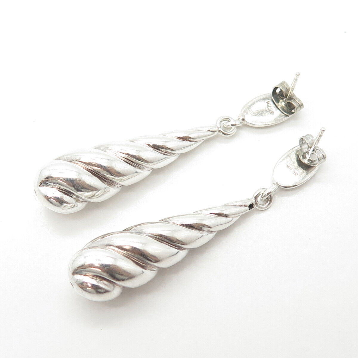 925 Sterling Silver Vintage Milor Twisted Teardrop Earrings