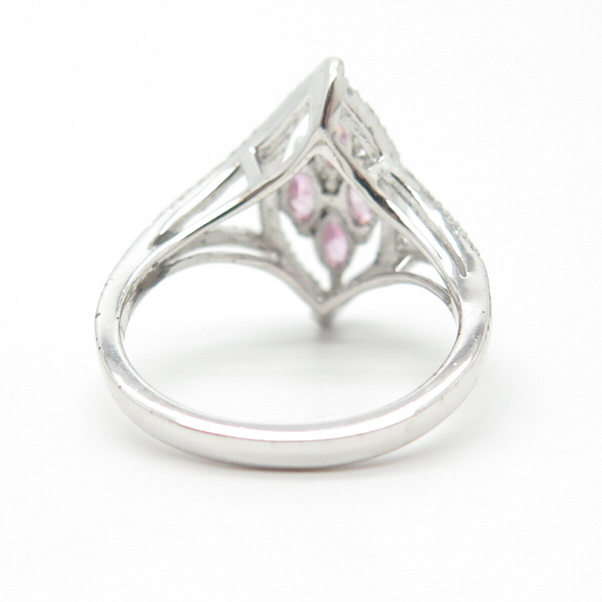 925 Sterling Silver White & Pink C Z Ring Size 7