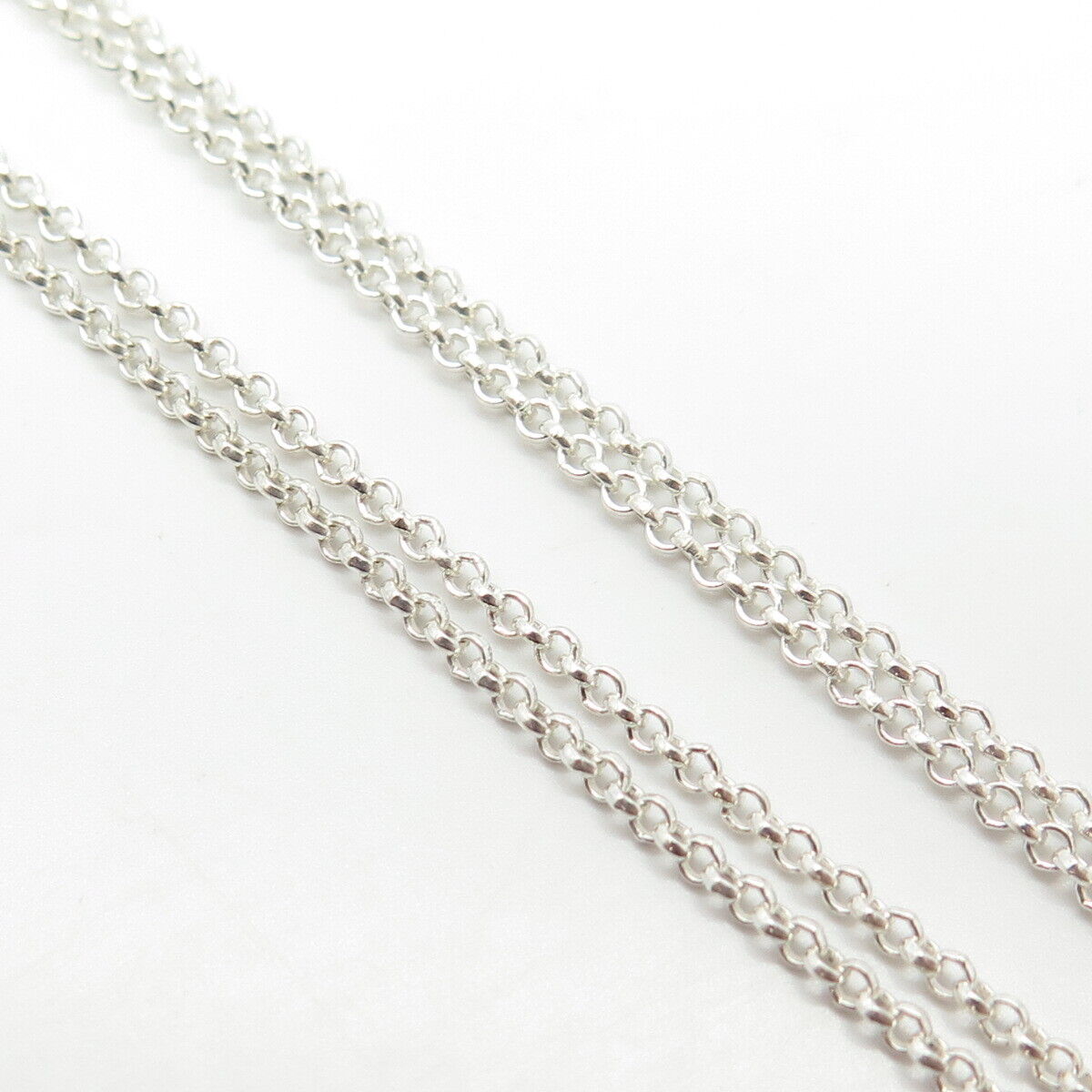 925 Sterling Silver Vintage IIaria Hammered Finish Rolo Chain Necklace 18"