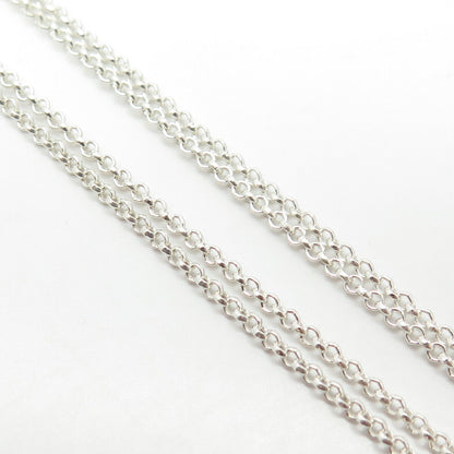 925 Sterling Silver Vintage IIaria Hammered Finish Rolo Chain Necklace 18"