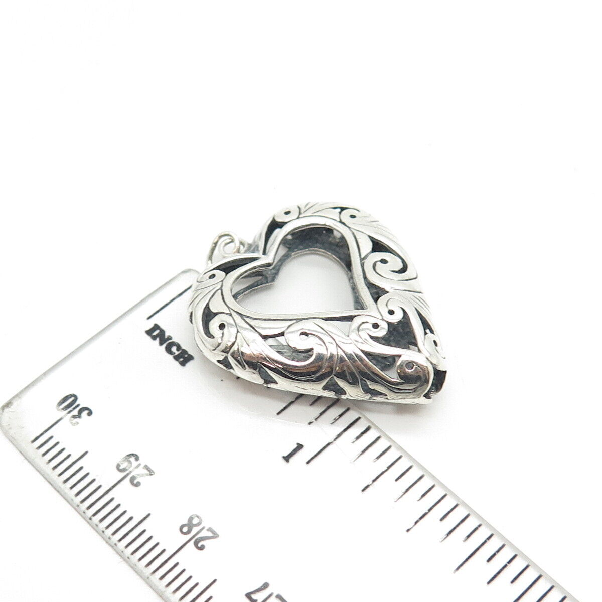 925 Sterling Silver Vintage Ornate Open Heart Pendant