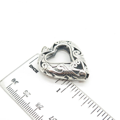 925 Sterling Silver Vintage Ornate Open Heart Pendant