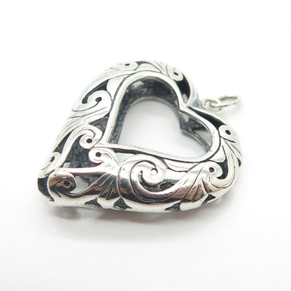 925 Sterling Silver Vintage Ornate Open Heart Pendant