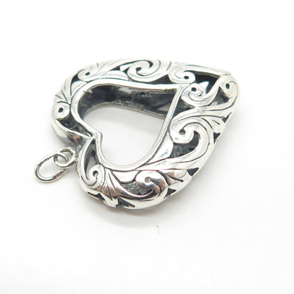 925 Sterling Silver Vintage Ornate Open Heart Pendant