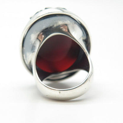 925 Sterling Silver Vintage Paola Valentini PV Italy Carnelian Ring Size 6.25