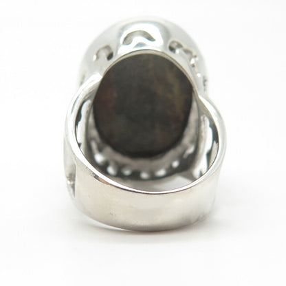 925 Sterling Silver Vintage Real Tiger Eye Gem Statement Ring Size 6.75