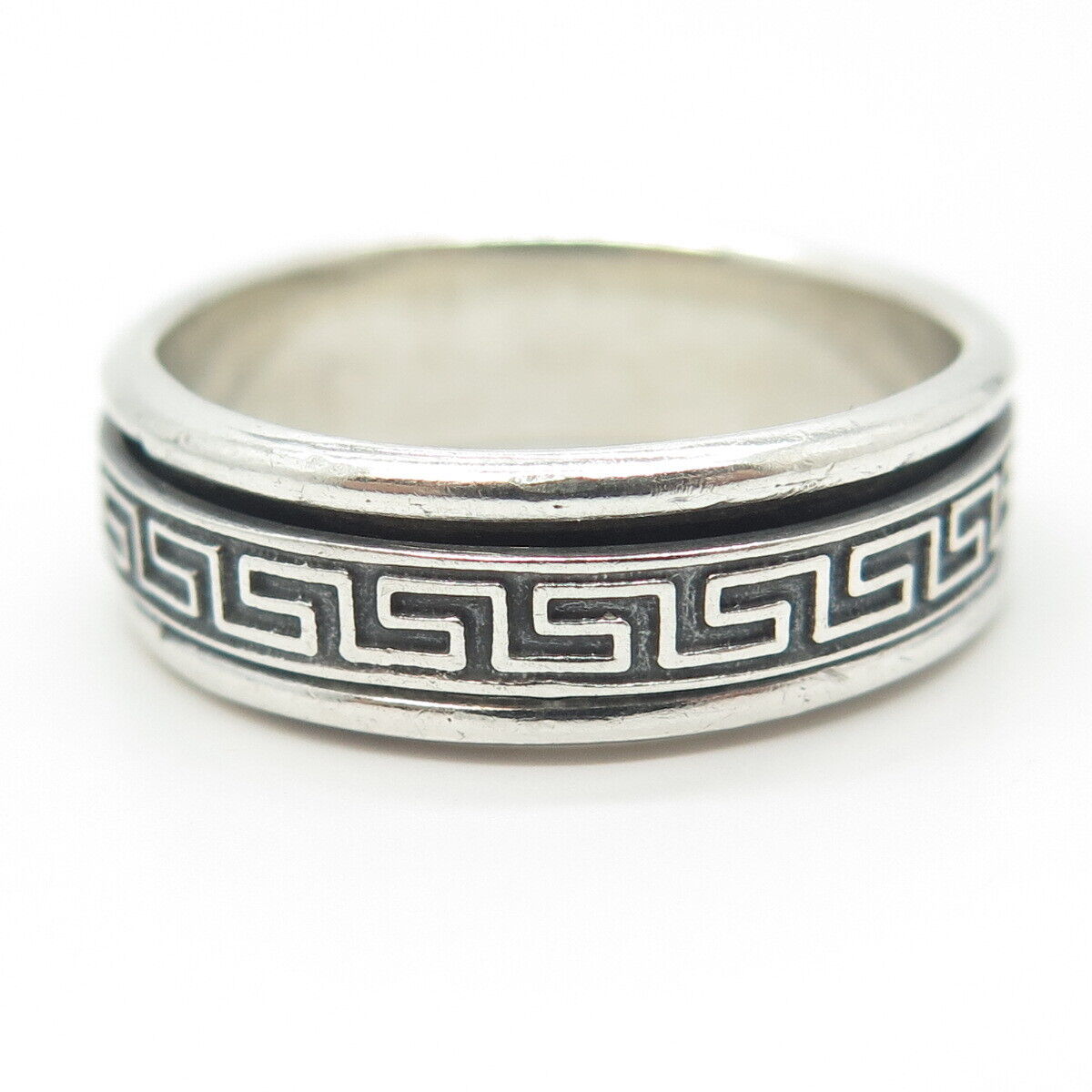 925 Sterling Silver Vintage Maze Rotating Band Ring Size 13