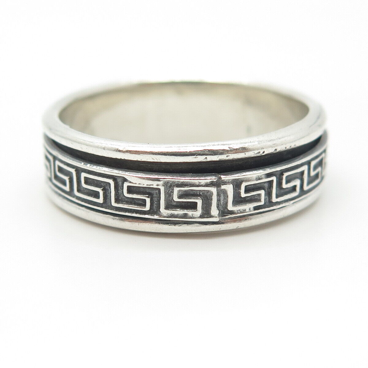 925 Sterling Silver Vintage Maze Rotating Band Ring Size 13