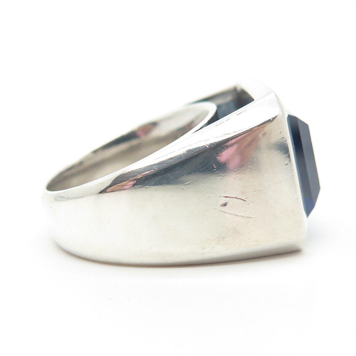 925 Sterling Silver Jette Blue Glass Ring Size 6.75