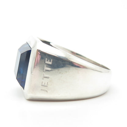 925 Sterling Silver Jette Blue Glass Ring Size 6.75