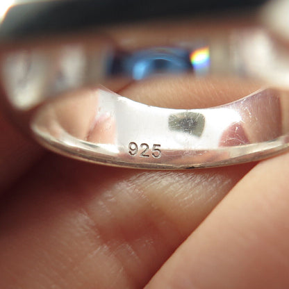 925 Sterling Silver Jette Blue Glass Ring Size 6.75