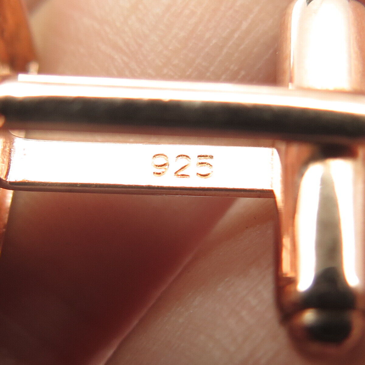 925 Sterling Silver Rose Gold Plated C Z Rectangular Cufflinks