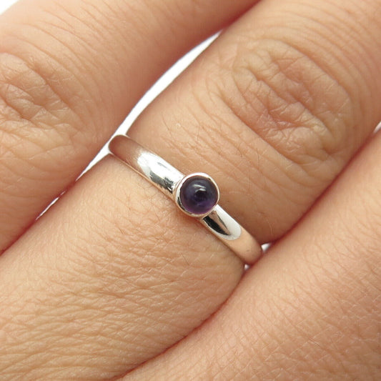 925 Sterling Silver Vintage Real Amethyst Gem Snake Eye Ring Size 6.25